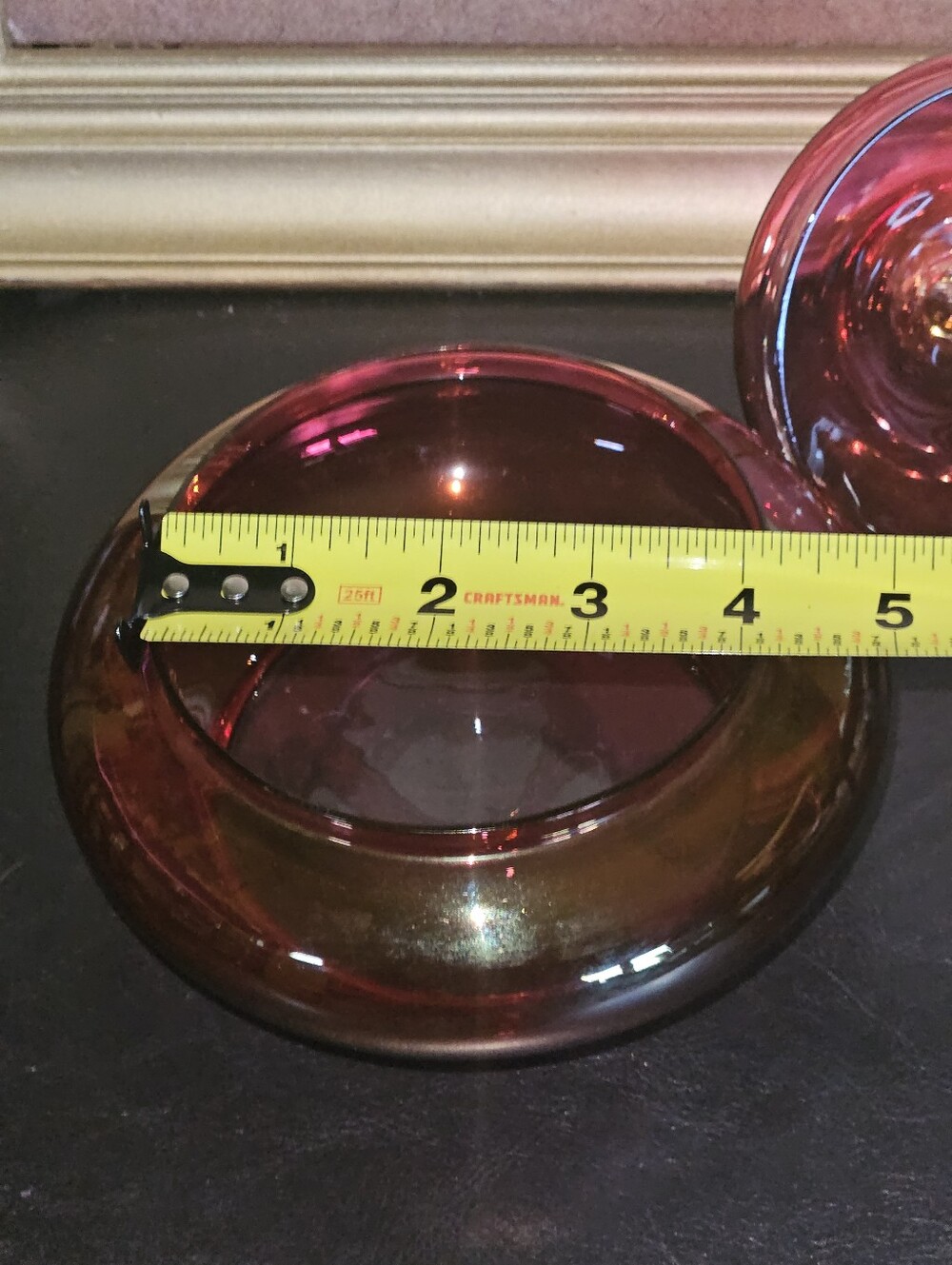 Vintage Blown Cranberry Glass Candy Dish with Circus-Tent Style Lid - Picture 6 of 9